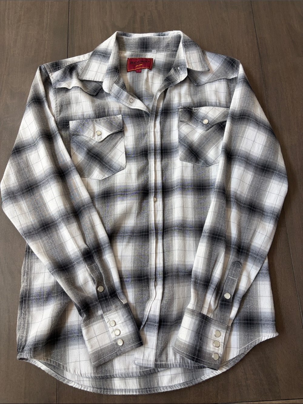 Retro Plaid Western Shirt - White & Gray